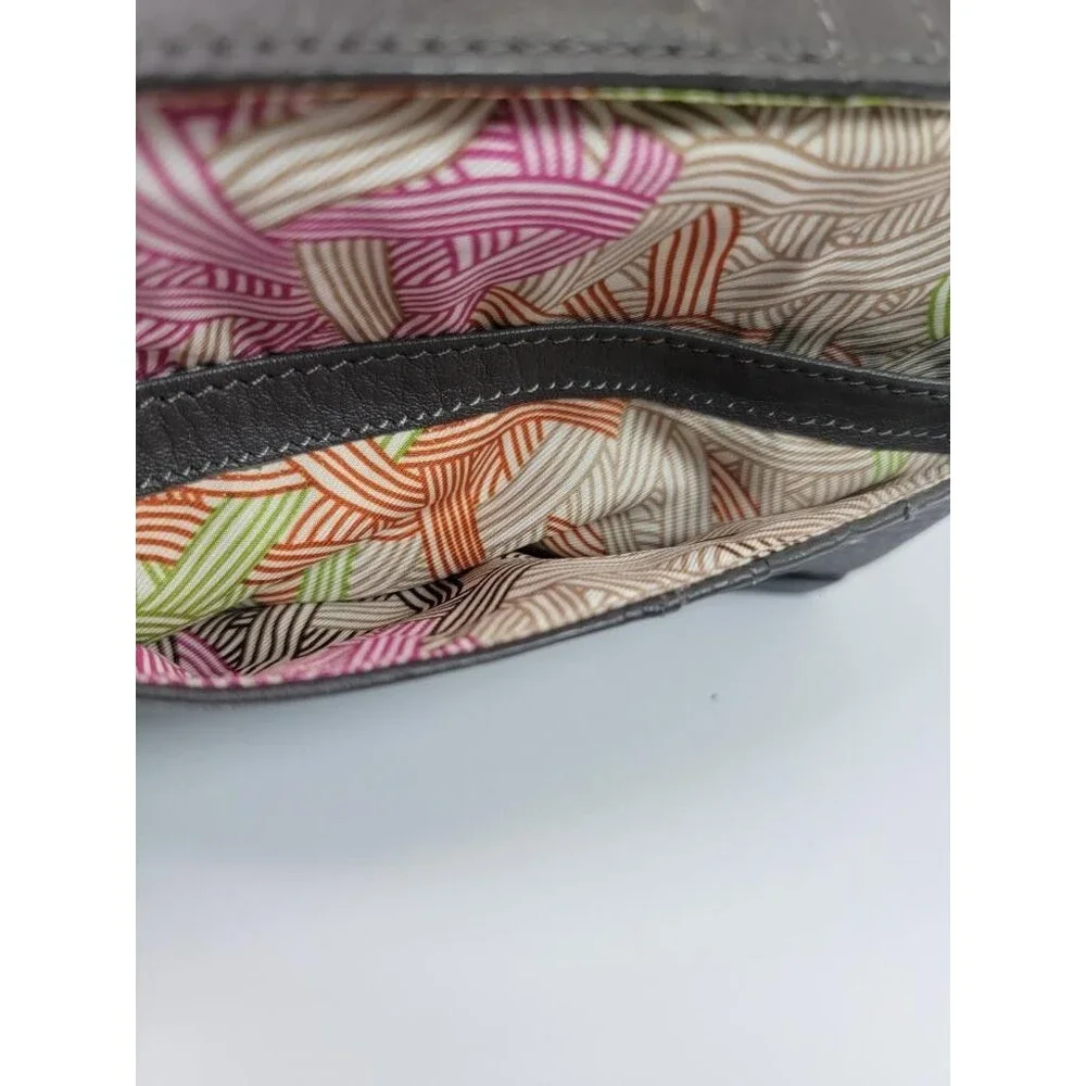 The Sak Gray Leather Studded Wallet Womens Zip Around Bifold Clutch Organizer